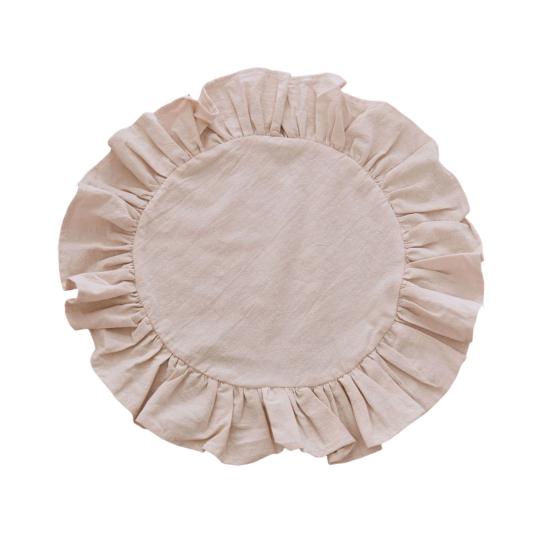 Rustikální prostírání Jednobarevné Kulatý tvar Volánkový okraj Prostírání na odpolední čaj Měkká praná bavlna Podložka na stůl Jídelna Kuchyně Párty Rustikální výzdoba stolu
