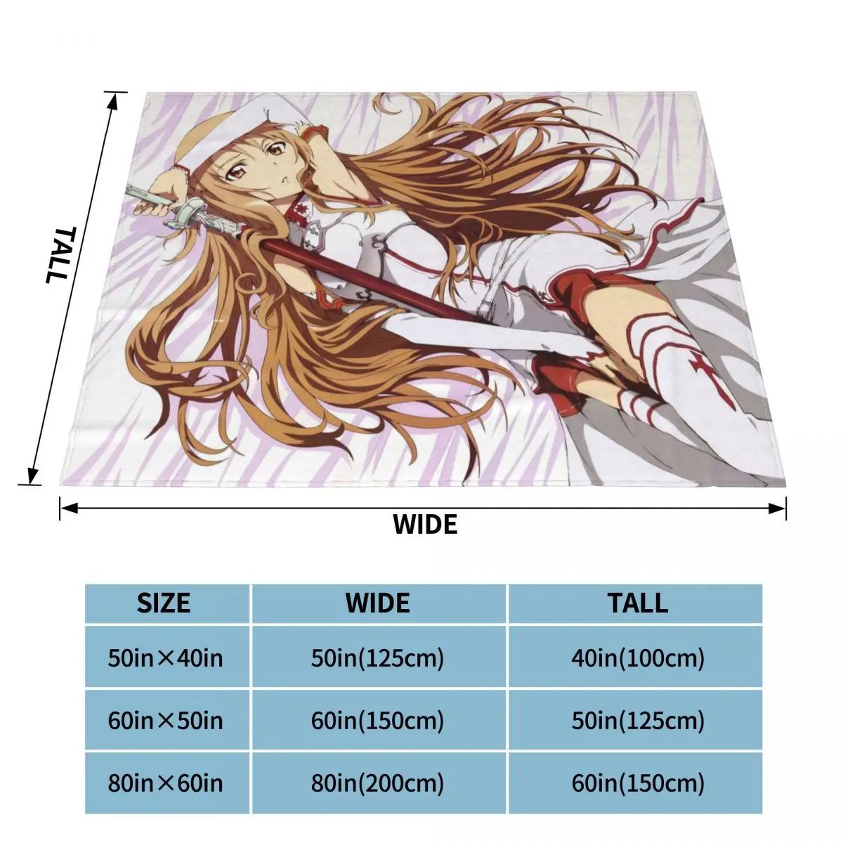 

Симпатична ковдра Asuna Yuuki Flannel Sword Art Online Аніме М’які ковдри для автомобіля Диван Диван Спальня Ковдра 30x40in