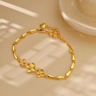 Luxe 24K 9999 Puur Goud Echt Goud Dames Klaver Slangengraat Armband