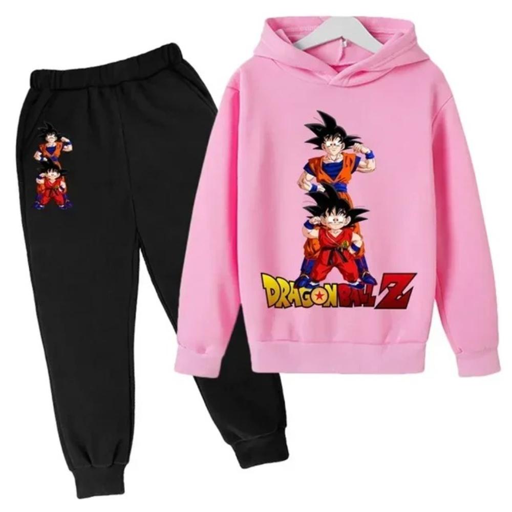 2025 Dragon Ball Z Hoodie Kinder Frühling Sportbekleidung Jungen und Mädchen Goku Sweatshirt Jungen Kleidung Mädchen Set Hoodie Hosenanzug Kinder