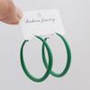 Fashion New Women's Hoop Earrings Red Pink Blue Green Smooth Loop Earrings for Female Exaggerated Ear Zircon Unusual Earrings