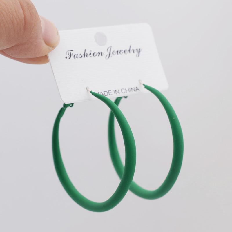 Fashion New Women's Hoop Earrings Red Pink Blue Green Smooth Loop Earrings for Female Exaggerated Ear Zircon Unusual Earrings
