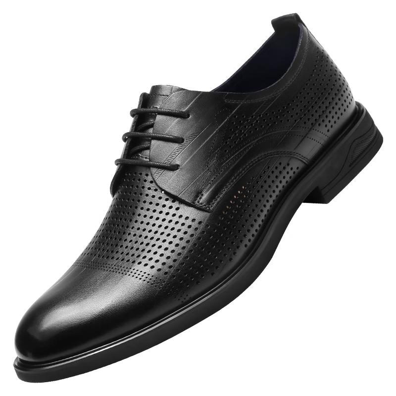 Qiangren Men s Breathable Leather Derby Shoes JD19005 EU 43
