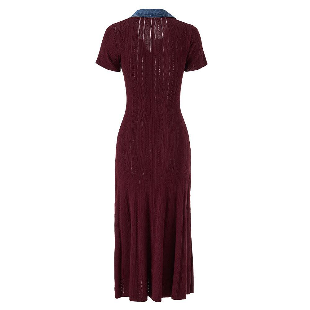 In Stock: S Brand 026 Summer French Women's Short Sleeve Elegant Knit Long Dress