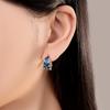 Real 925 Silver Earrings Blue drop rubber feather earrings For Women Wedding Engagement Earrings Jewelry Gift