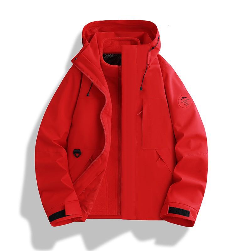 Mens Womens 3-in-1 Removable Hooded Windproof Warm Outdoor Jacket Hiking Camping Fishing Cycling