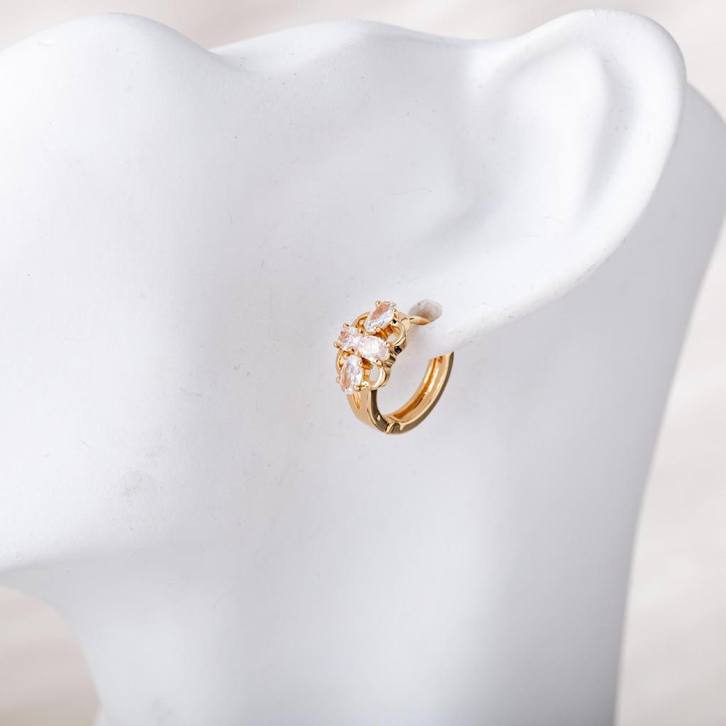 Korean Style Zircon-Studded Four-Petal Flower Geometric Earrings for Women