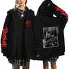Berserk Anime Hooded Zip-Up Sweatshirt Men Oversized Fleece-Lined Pullover With Drawstring Cap Side Pockets