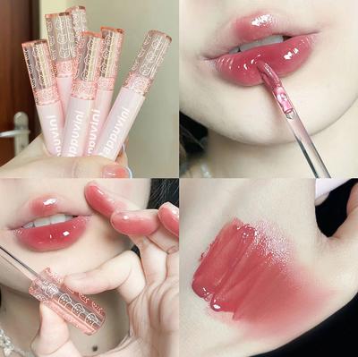 Lip Glaze, Mirror Water Glossy Glass, Pouty Lips, Not Easy To Fade, Whitening, Girly Pink Lipstick