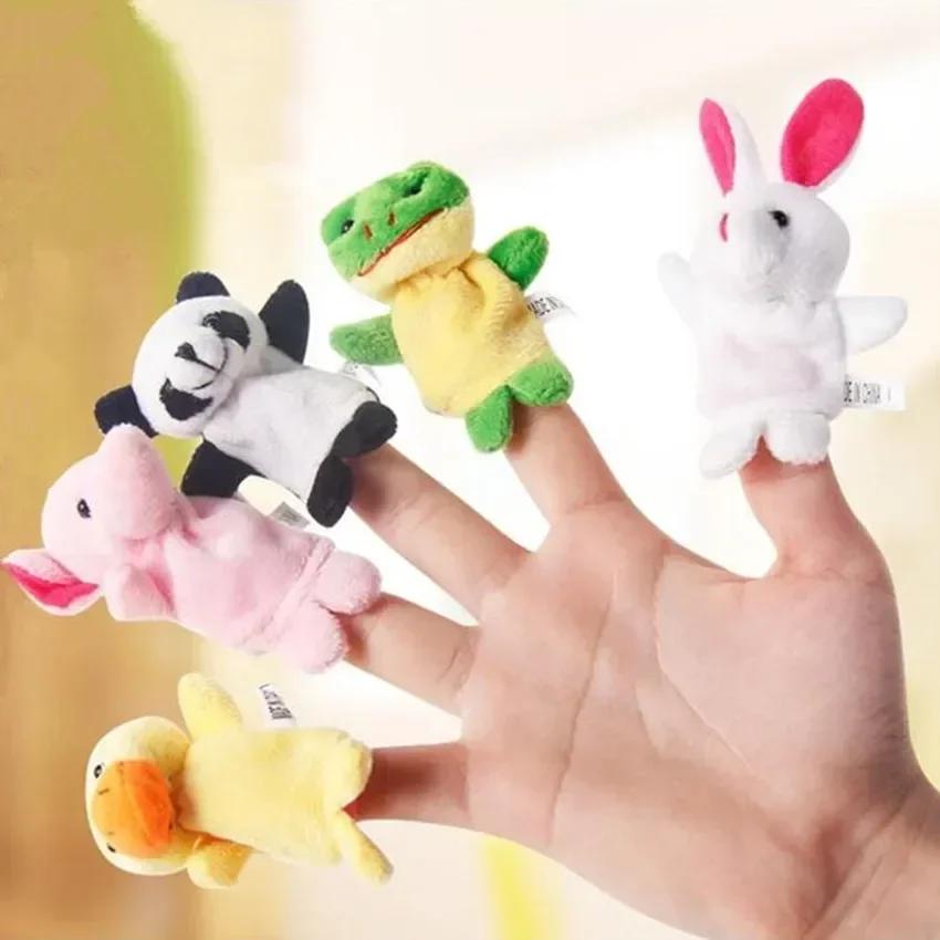 1PC Cute Baby Toys Cartoon Animal Hand Finger Puppets Pretend Play Plush Dolls Parent-child Game Props for Kids Girls Funny Gift