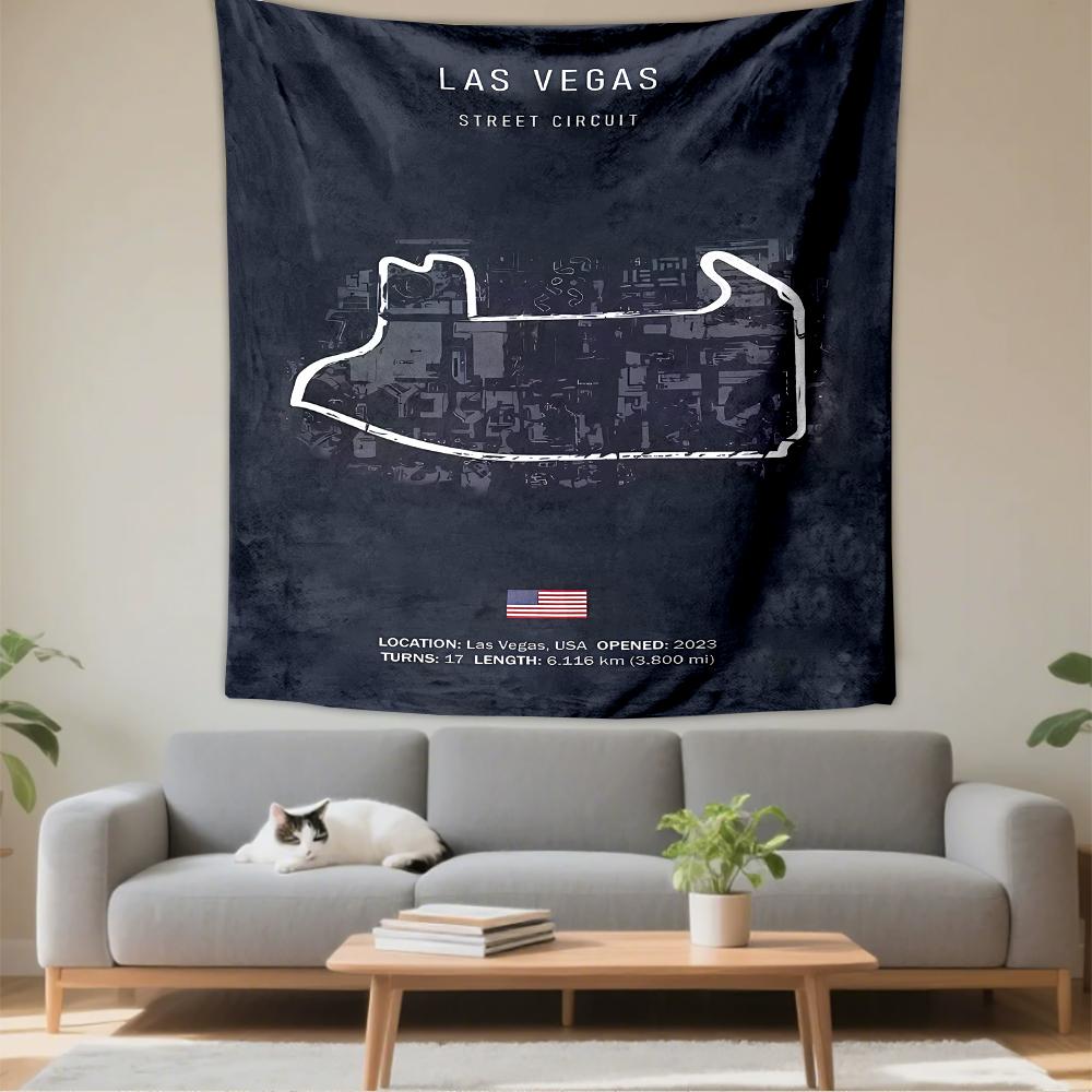 Las Vegas Street Circuit Race Track Map Design Patterned tapestry for bedroom and living room home decor sofas