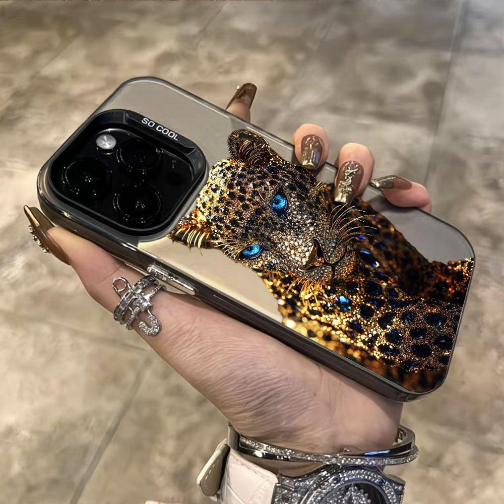 

Leopard-print glitter phone case for iPhone 17 16 15 14 13 12 11 Pro/ Max/Plus shock-proof rear cover anti-fingerprint For iPhone 14