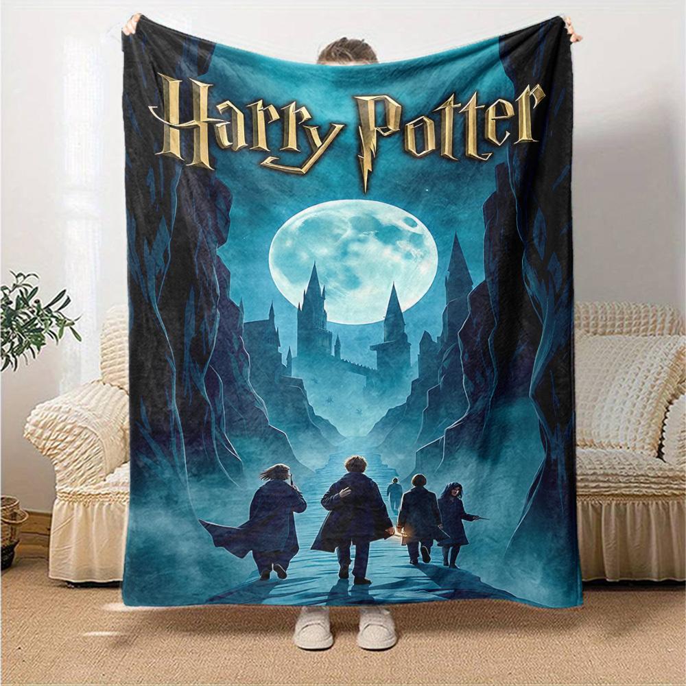 1pc Harry Potter Moonlight Journey Flannel Blanket Soft Warm Throw for Home, Office, Travel, All-Season Cozy Bedding GiftL1079