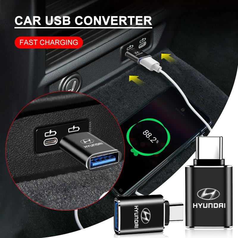 1Pcs Car Charging Adapter Type-C To USB Converter Car Accessories For Hyundai I30 Tucson Elantra Venue Palisade Terracan Accent Kona