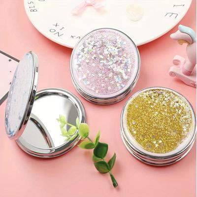 Mini Specchietti Pieghevoli da Trucco Specchio Tascabile per Ragazze Donne Specchio da Trucco Scintillante Double-Sided Accessori di Bellezza
