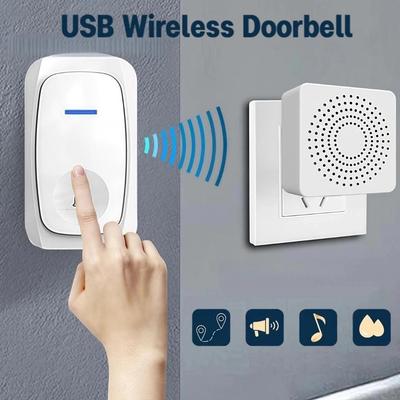 USB Wireless Doorbell Smart Welcome Door Bell Three-speed Volume 38 Songs Melodies Doorbell For Home Bed Call Emergent Call