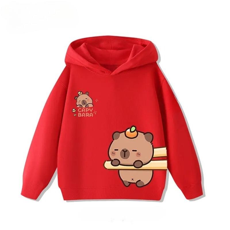Children's Cartoon Adorable Capibara Autumn Fashion Boys Girls Loose Outdoor Street Kids Hoodies