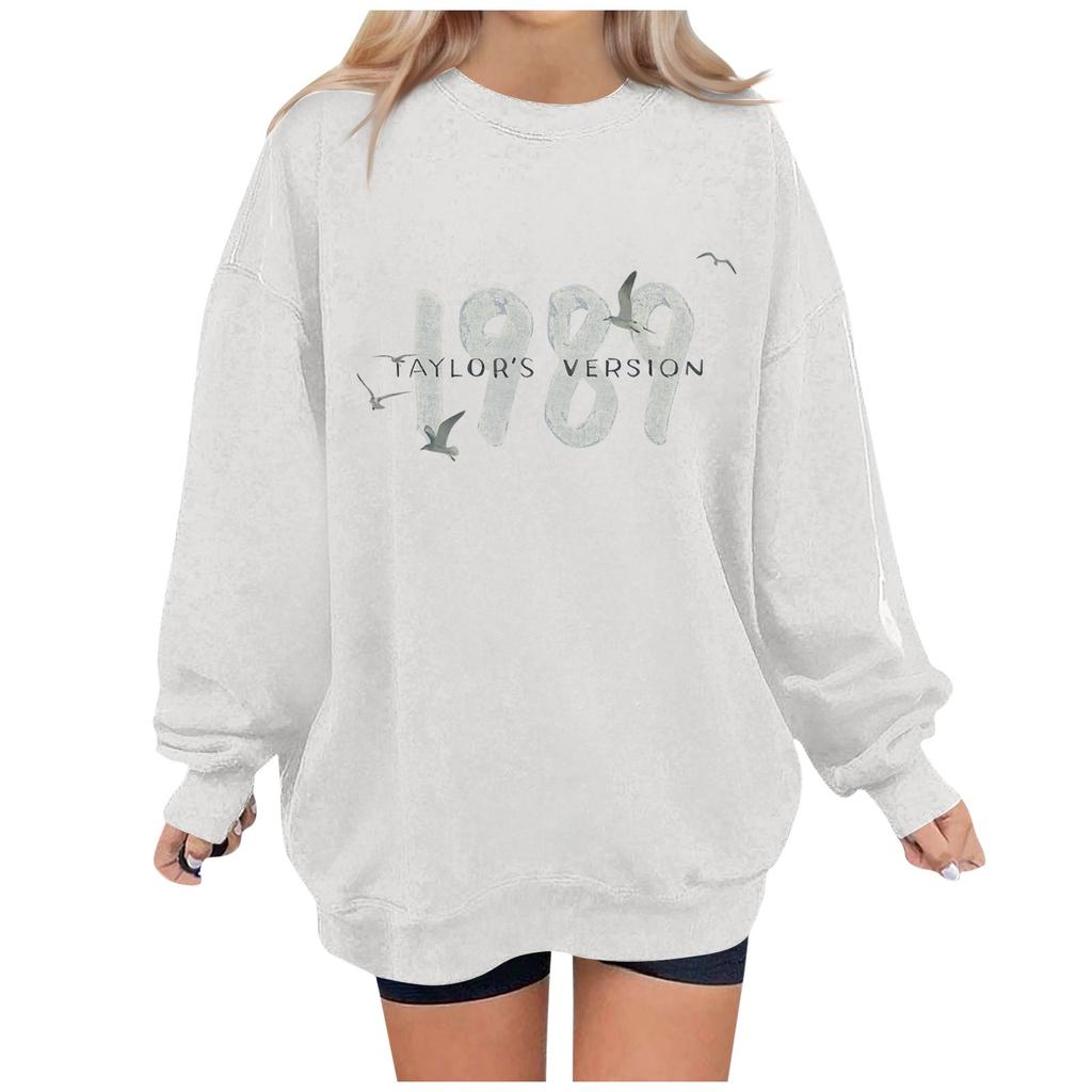 Maglione girocollo a maniche lunghe con stampa alla moda casual da donna