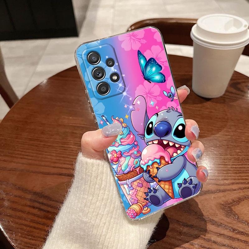Stitch Clear Case für Samsung Galaxy A57 A37 A56 5G A36 Cases A55 A54 A35 A26 A07 A17 A16 A06 A34 A15 Stoßfeste Hülle Schmetterling