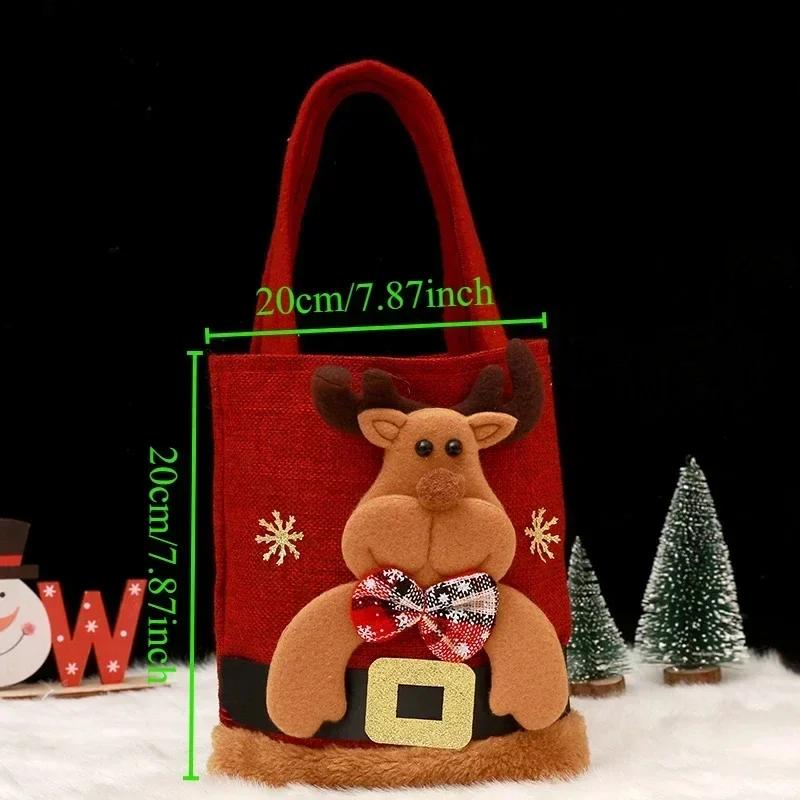 

1/5/10PCS Christmas Tote Bag Snowman Bear Candy Bags Children Gift Bag Storage Bag Christmas Decoration navidad noël 20x20cm 1PC оленевий