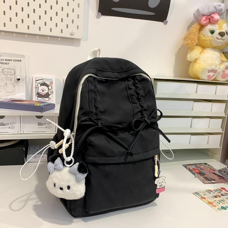 Niche design schoolbag female college student pleated drawstring bow class backpack backpack women's travel backpack