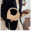 Holzperlen gewebte Knödeltasche Damen Sommer handgefertigt Umhängetasche lässige Strandtasche minimalistisches Design Reisehandtasche