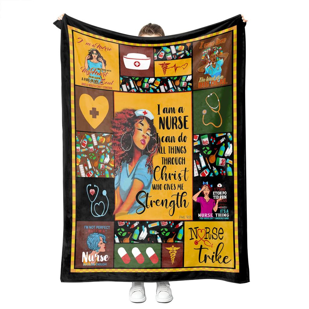 Gifts for the nurses Printed Blanket for Sofa Bed Travel Camping Living Room Office Conditioning Blanket for All Seasons Gifts