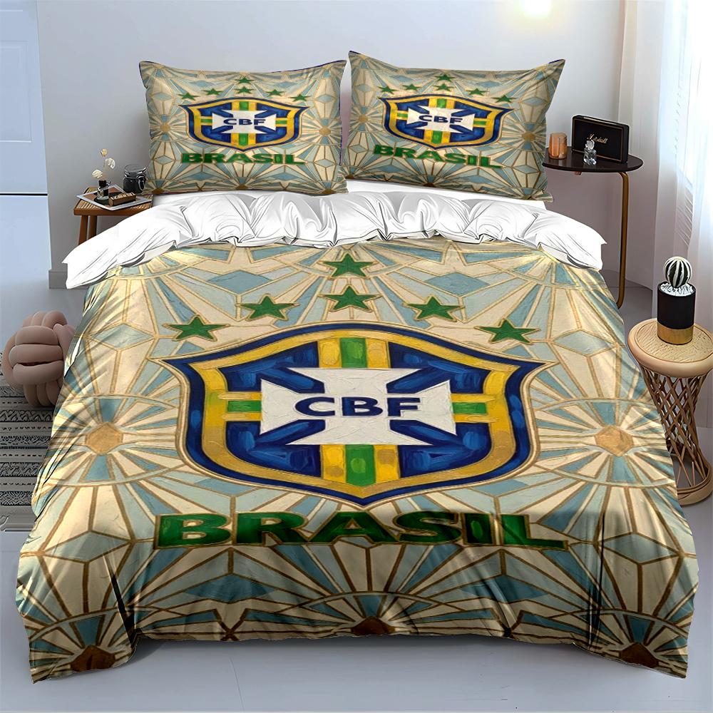 Brazil CBF Emblem Bedding Set Bedding Duvet Cover Set Duvet Cover Pillowcases Home Decor (1 * Duvet Cover 2 * Pillowcases, without duvet insert)
