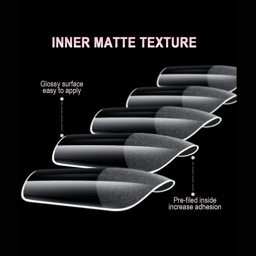 600Pcs Full Cover Half Frosted False Nail Tips Square French Fake Soak Off Gel Nail Extension Tips Press On Nails Nail Supplies