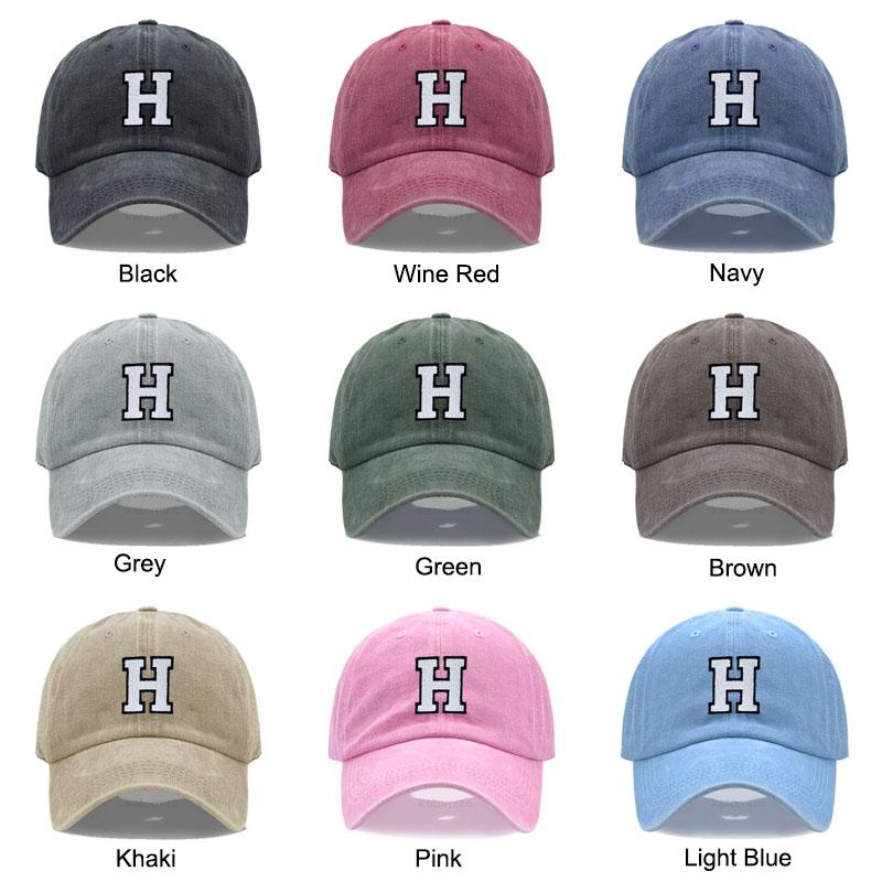 Initial Letter A-Z Embroidery Baseball Cap For Men Womne High Quality Washed Cotton Dad Hats Team Sport Visors Snapback Caps