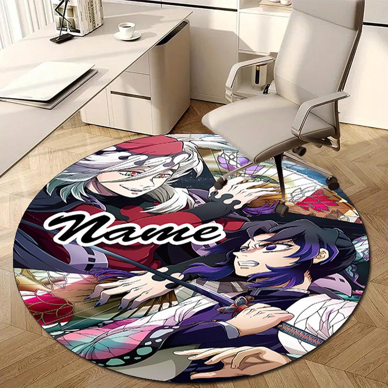 Personalized Demon Slayer Round Chair Office Rug - Perfect for Mat, Office Chair & More - Ideal Gift for Birthdays and Holidays