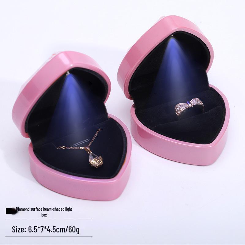 Heart-shaped LED Jewelry Storage Box for Rings, Necklaces, and Pendants