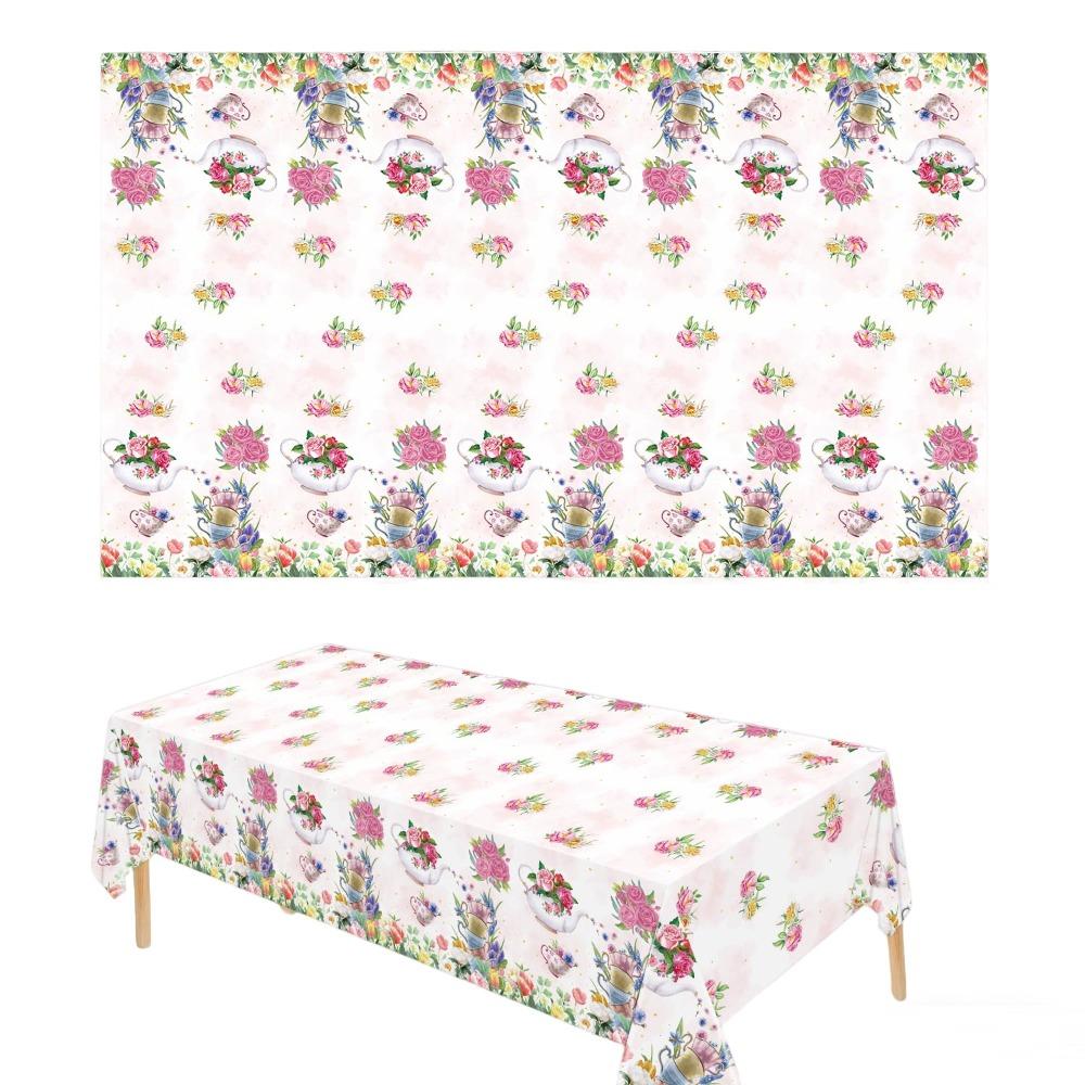 Waterproof Floral Tablecloth Rectangle Shape Long Dining Table Decor  Wedding Celebration 60*60cm розовый