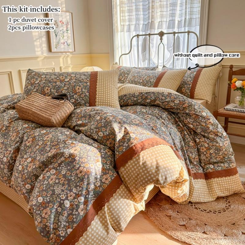 

3pcs Floral Duvet Cover Set Pillowcases No Filling Korean lace bedding set Twin Single Queen Size Girls Bedding Linen 135x200cm3pcs