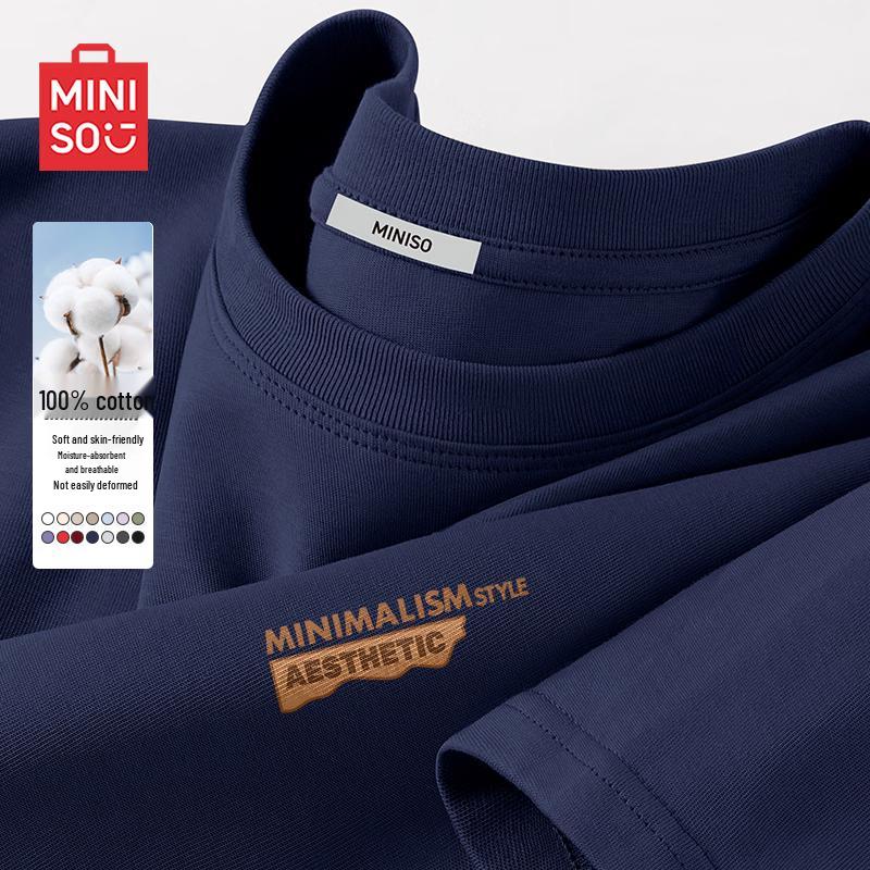 MINISO Men s Summer 220G Heavyweight Pure Cotton Short Sleeve T-Shirt 2XL