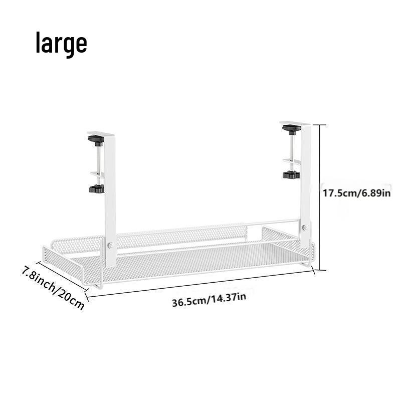 No-Drill Under-Desk Cable Management Rack and Storage Shelf
