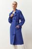 Women's Fashion Mink Belted Windbreaker Detailed Water Repellent Long Trench Coat