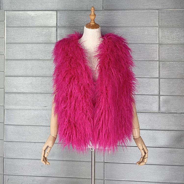 Autumn Winter Eco-Friendly Fur Women's Vest Artificial Fur Lamb Wool Warm Sleeveless Coat Clothing