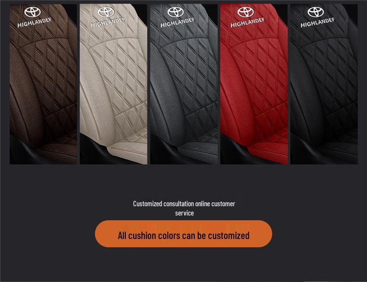 Toyota Highlander All-Season Pure Linen 5-Seat Full Back Wrap Car Cushion with Logo