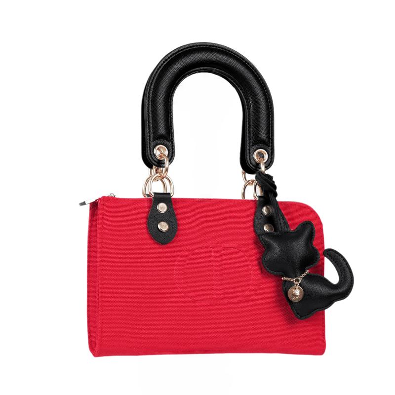 Dior Bag [Customized Cosmetic Bag] Flame Red Meow Niche Exquisite Personality Trend High-end American Style Minimalist Light Luxury Canvas Portable