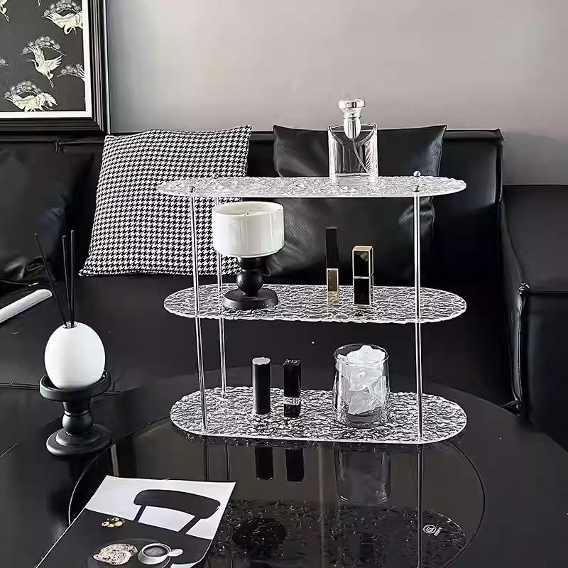 

3-ярусная стойка для хранения Акриловая подставка для дисплея Настольный дисплей для косметики и парфюмерии Подставка для кофейных чашек Настольное хранение Декор