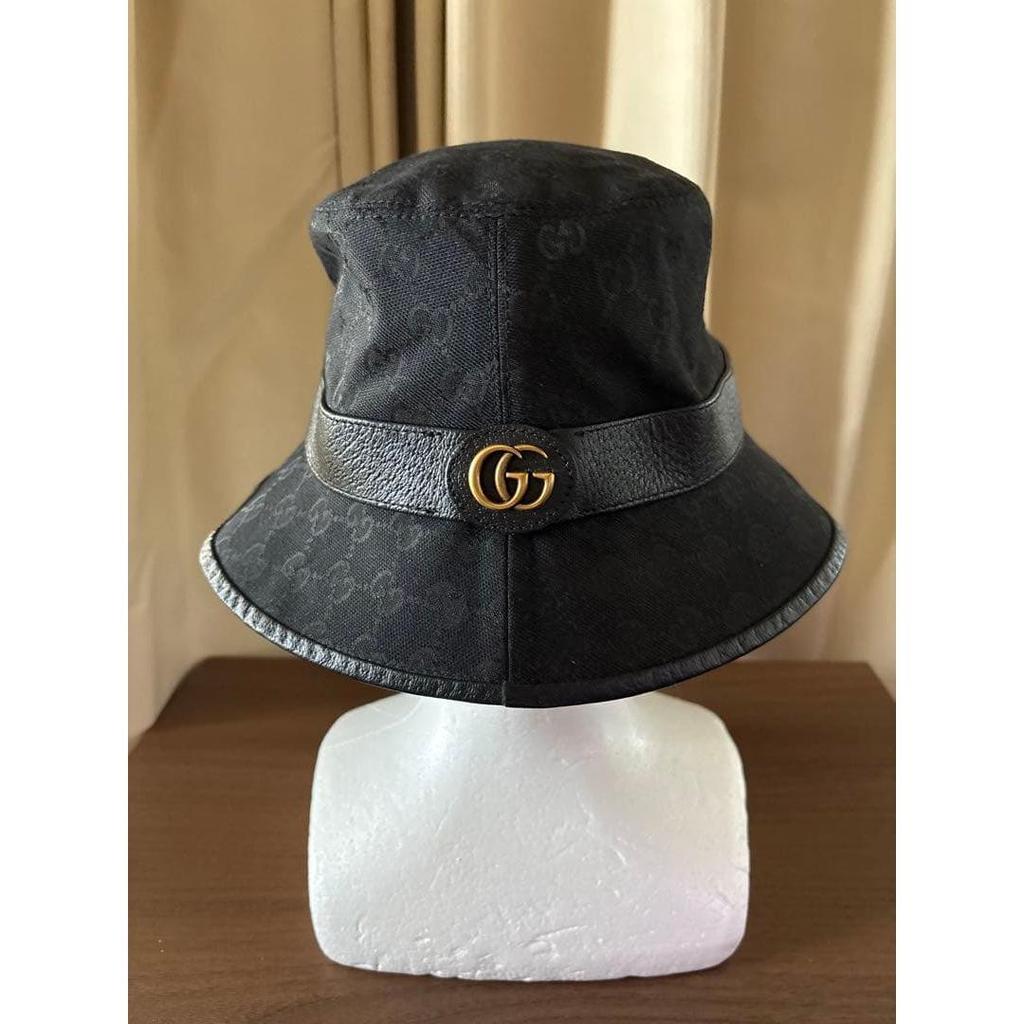 Used GUCCI GG pattern bucket hat black M