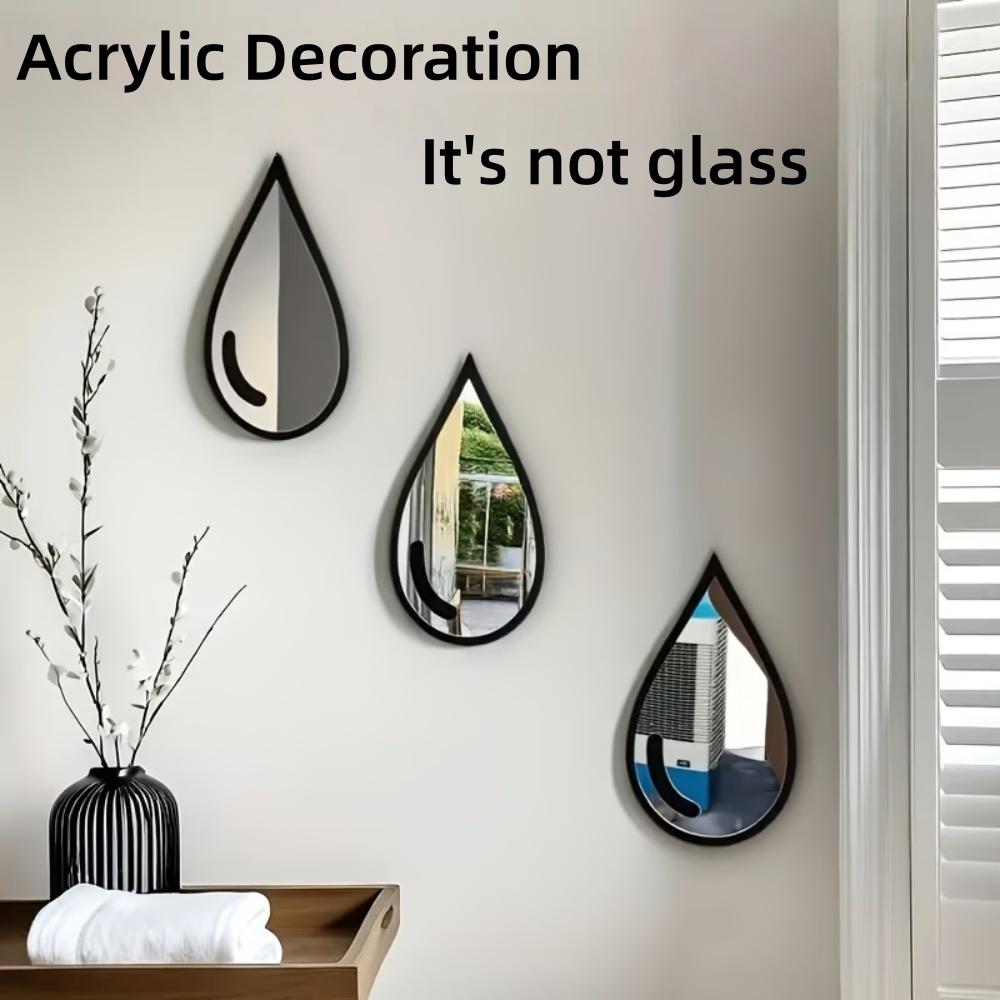 3/6PCS Water Drop-Shaped Balloon Shape Acrylic Mirror Sticker Adhesive DIY Mirrors Table House Apartment Decoration Dots Decor