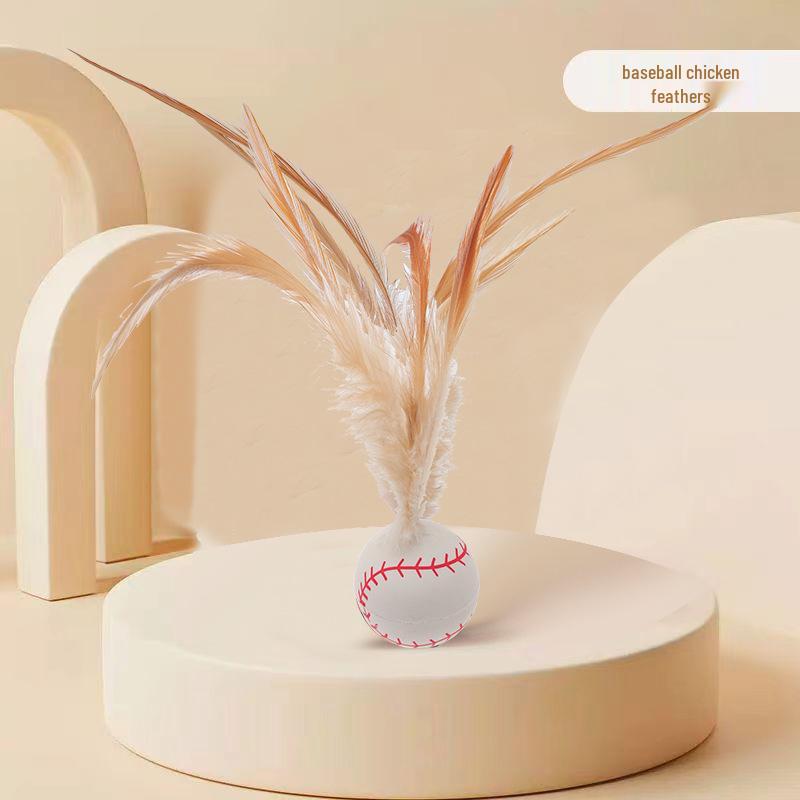 Interactive Feather Elastic Ball Cat Toy for Self-Play and Chasing Fun 32mm