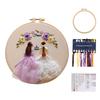 3 Pack Cotton Embroidery Starter Kit, Couple Themed Stamped Cross Stitch Set with Hoop, Pattern Fabric and Guide for Beginners