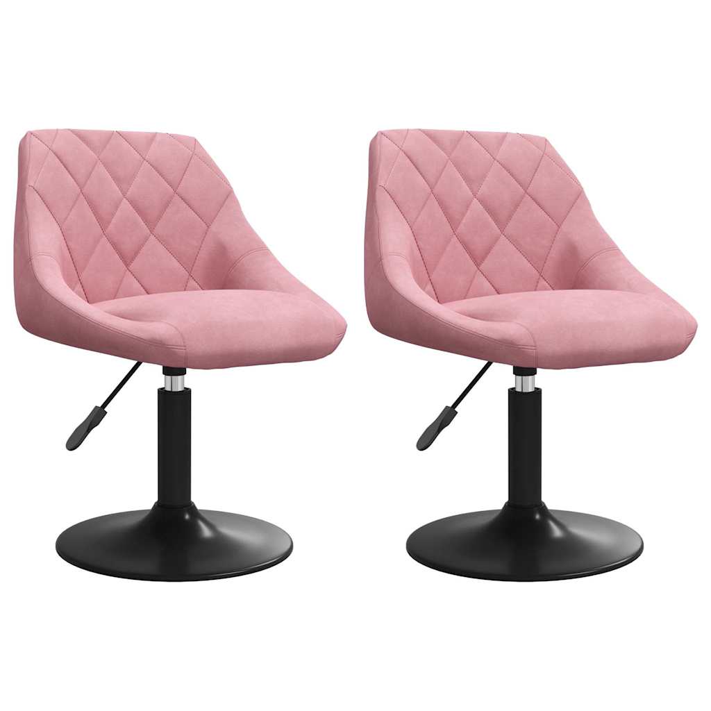 Dining Room Chairs 2 Pcs Swivel Pink Velvet