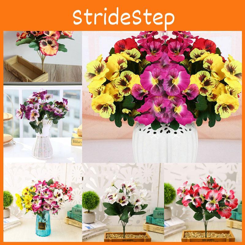 Decorative 10 Heads Fake Pansy Silk Flower Bouquet With Vibrant Colors For Home Decor