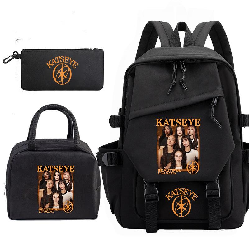 Katseye Gruppo di Ragazze K-pop Stampa Fotografica Set da 3 Pezzi Zaino per Studenti Combo 60707 Borsa Scolastica alla Moda Kit Cancelleria