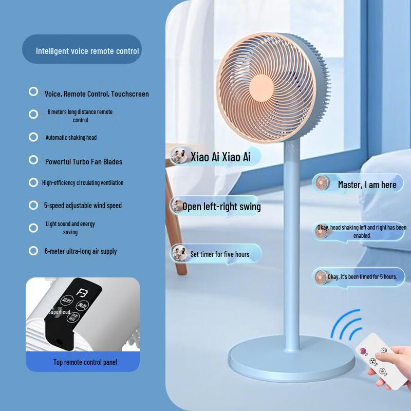 ZISIZ Quiet Voice-Controlled Floor Circulation Fan
