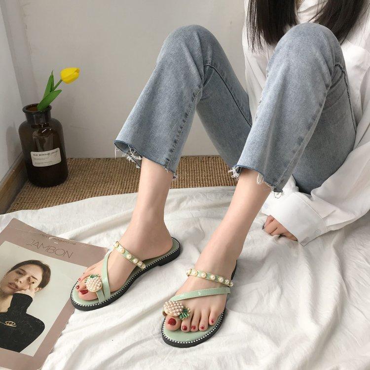 Womens Pearl Decor Pineapple Flats Casual Beach Summer Thong Sandals Flip Flops Womens Pearl Decor Pineapple Flats Casual Beach Summer Thong Sandals Flip Flops